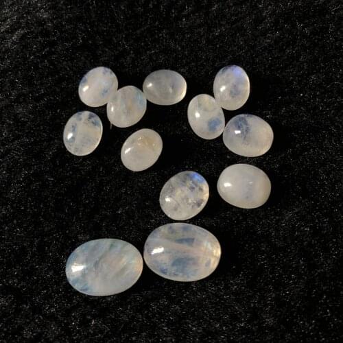 Wholesale 2pcs/lot AA Quality Rainbow Moonstone Bead cabochon7x9mm 8x10mm 10x14mm 15x20mm Oval Gem stone Cabochon Ring Face