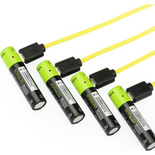 Original ZNTER 1.5V AAA Rechargeable Battery 600mAh USB Rechargeable Lithium Polymer Battery Quick Charging by Micro USB Cable