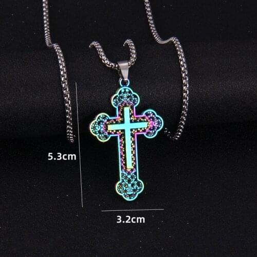 5pcs Country Wedding Gift Accessories New Jesus Christ Cool Multicolored Cross Necklace Crowd Design Personality Trend Catholic