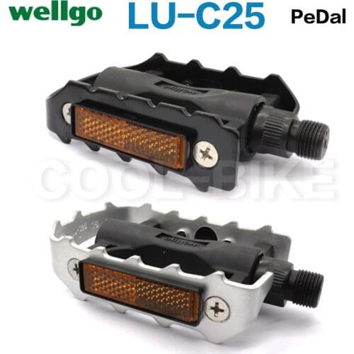 Wellgo LU C25 Road Bike Pedals Semi-aluminum alloy ball bearing MTB Mountain Bicycle Pedal Parts with reflector Bicycle Parts