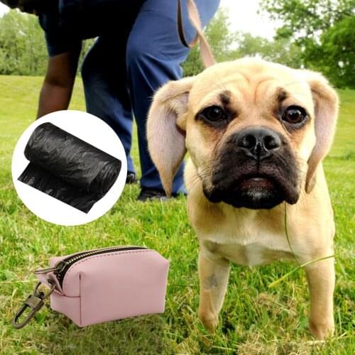 Portable Pet Waste Bag Dispenser Durable Leather Clip Keychain Garbage Hanging Dog Poop Bag Pet Small Bag Toilet Picker Bag