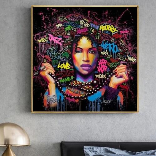 African Women Portrait Oil Painting Abstract Afro Posters and Prints on Canvas Wall Art Picture Living Room Modern Home Decor