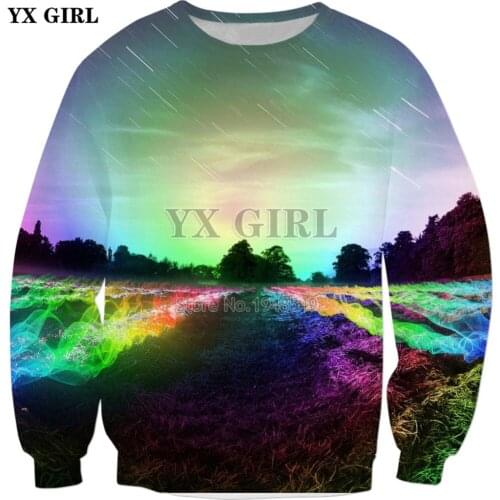 Drop shipping 2018 New Fashion Sweatshirt Rainbow Beautiful nature Print 3d Men Women Casual Hoodie K-258