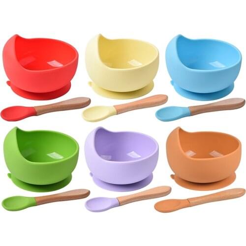 Montessori Newborn Rainbow Silicone Soft Toy Baby Eating Training Can Nibble Rainbow Silicone Bowl Spoon Learning Toy For Baby
