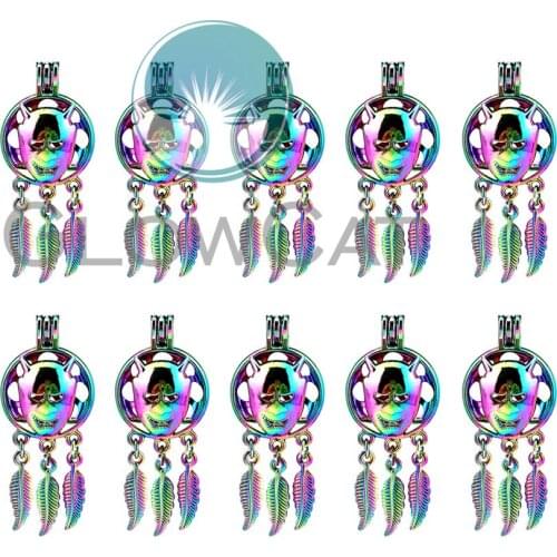 Rainbow Devil Dream Catcher Beads Cage Essential Oil Diffuser Pearl Cage Locket Pendant 10x C922