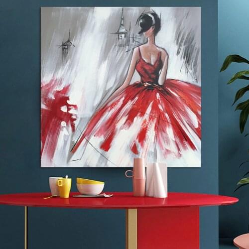 Paint by number art painting by numbers Hand drawn abstract art red dress girl home corridor decorative painting