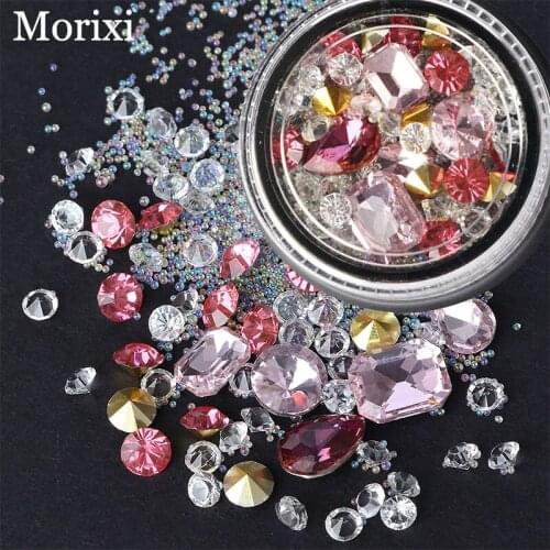 Rose red diamond nail art decorations crystal AB Rhinestone nail jewelry mini pearls DIY 3D nail charms accessories BZ035