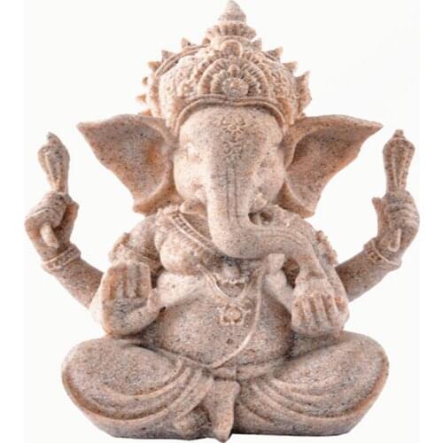 RESIN GANESHA SANDSTONE HANDICRAFT, THE BUDDHA STATUE OF SOUTHEAST ASIA, THE INDIAN ELEPHANT NOSE GOD OF WEALTH BUDA