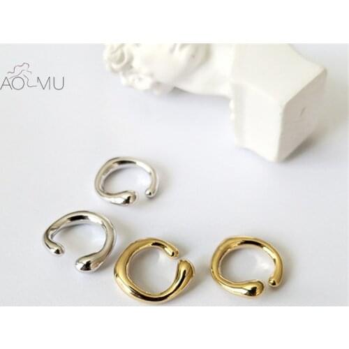 AOMU 2020 New Solid Without Piercing Geometric Round Ear Cuff Minimalist Cartilage Earrings for Women Men Simple Jewelry