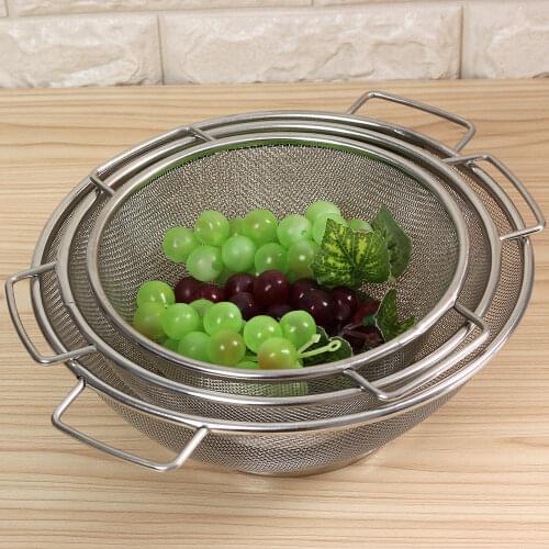 Washing Basket S M L Stainless Steel Fine Mesh Strainer Vegetable Sieve Colander Drainer Kitchen Accessories Wholesale New