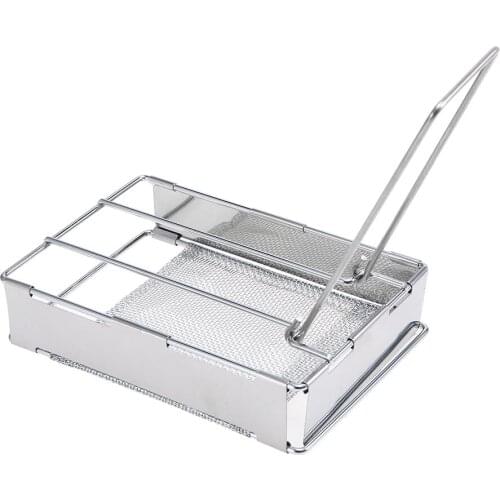 Foldable Stainless Steel Toaster Plate Portable Outdoor Camping Bread Toaster Grill Backpacking Hiking Picnic Mesh Net Grill