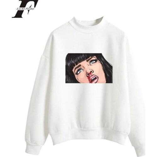 Kpop Pulp Fiction Mia Wallace Oversize Turtlenecks Hoodies Women/Men Streetwear Hoodies Loose Casual Sweatshirts 2019