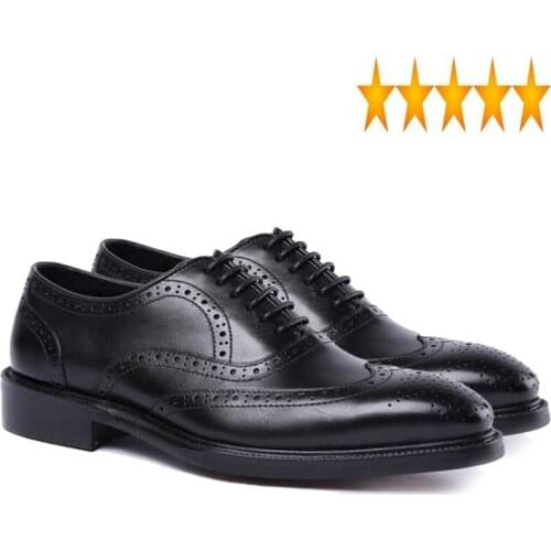 Oxfords Fashion Black Pointed Toe Business Formal Genuine Leather Dress Shoes Mens Wedding Footwear Zapatos Hombre