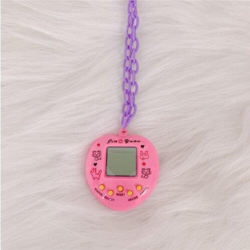 1pc Cute Harajuku Funny Toy Choker Necklace Electronic Pet Game Console Colorful Vintage Pendant Necklace for Women Men