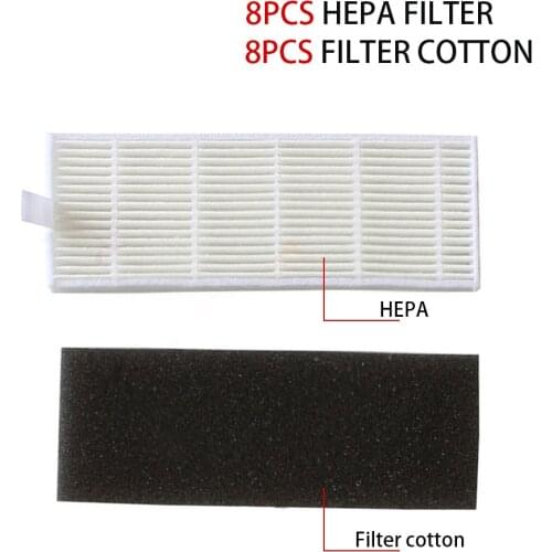 16Pcs 8pcs HEPA Filters Element+8pcs Filter Cotton For Ecovas DN621 DN621+ DN620 For iLife A6 A4 A4S New