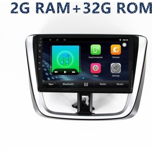 2 din car radio Android RAM2G+ROM32G gps navigation Player for toyota vios 2017 yaris with stereo radio BT WIFI FM Map Video
