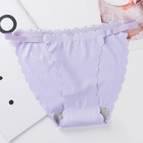 3 pieces Ruffle Ice Silk Panties For Women sexy Seamless Lingere Satin thongs Underwear Lady Set