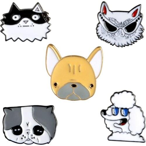 Cute Enamel Alloy 5pcs/set Puppy Brooch Pet Dog Poodle/Husky/German Shepherd Fashion Animal Brooch Pins Jewelry Accessories