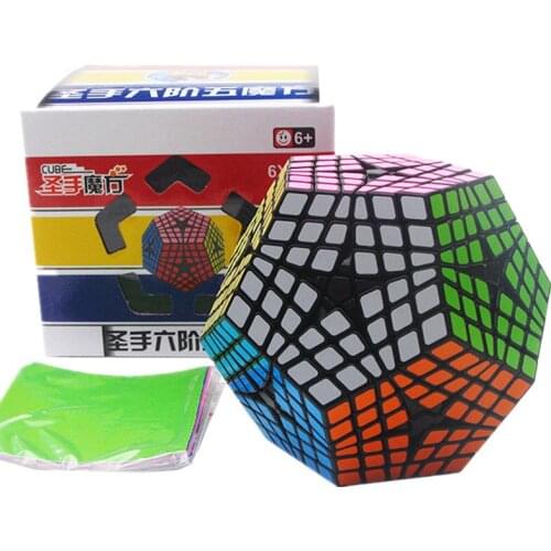 6x6x6 Megaminx Wumofang Black/White Twist Puzzle Stickers Cube Professional Puzzle 6x6 Cube Speed Classic Toys