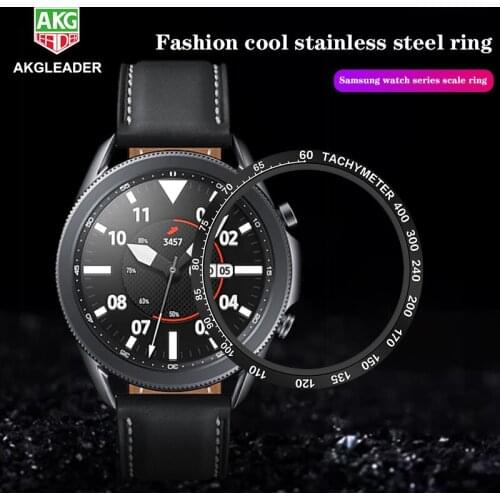 AKGLEADER For Samsung Watch 46mm 42mm Original Steel Ring Sticker for Samsung Galaxy Watch 3 41mm 45mm cover