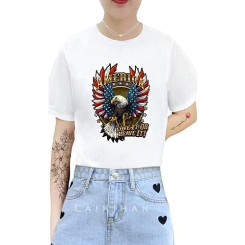 American Bald Eagle American Flag Tshirt Tops Summer casual oversized Women T-shirts hip hop Harajuku short sleeve tshirt