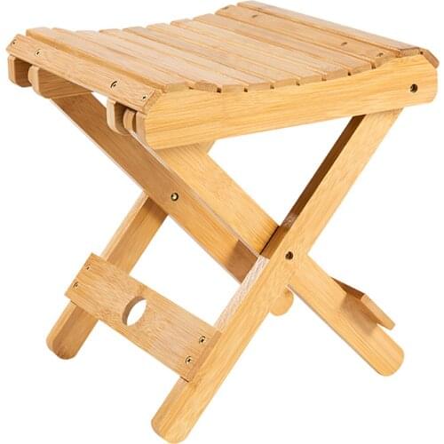 Knocbel Bamboo Shower Footstool Stool Home Furniture Folding Stool Wooden Shower Pedals Stool Multi-function Collapsible Chair