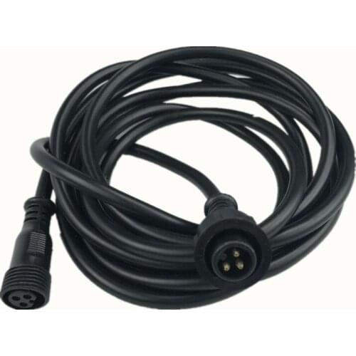 BLACK 7.6m(25feet)3 core waterproof extension cable,one end with male,the other end with female,male connectors:13.5mm/18.5mm