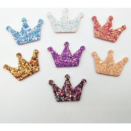 50PCS/Lot 3.5x2.5cm Shiny Crown Padded Applique Crafts for Children Headwear Hair clip Accessorie and Garment Accessoires