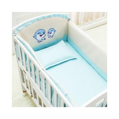 Baby Bedding Set 5 Pcs Pure Cotton Crib Bed Linen For Children Include Quilt Duvet Cover Pillow Pillowcase Flat Sheet Cot Kit