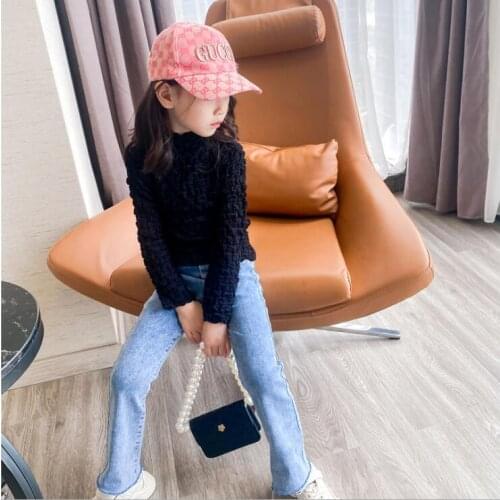 2021 hot sale girls draped t-shirt autumn cotton fashion girls top 4-9t B625