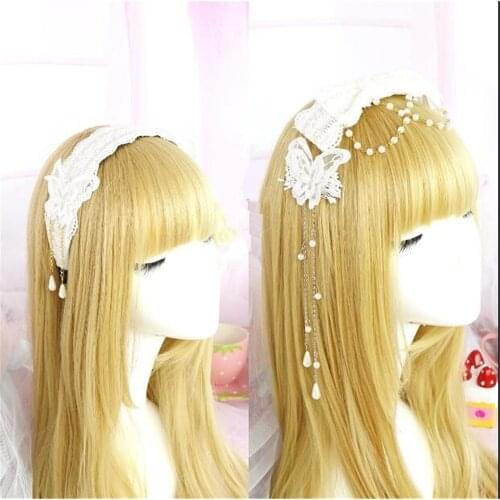 Cute lace butterfly Lolita KC Hairband Sweet Womens Mori Girl Headband Cosplay hair clasp Headwear B931