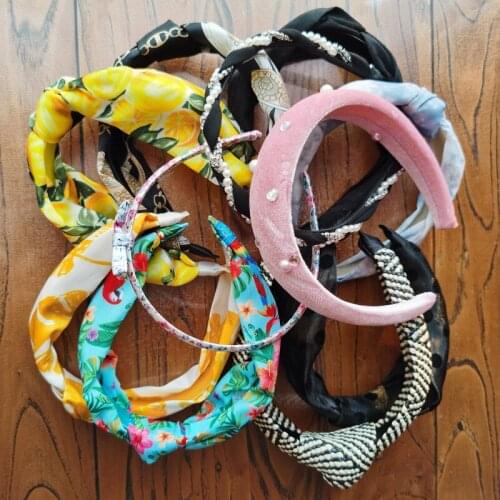 Multiple colour silk satin and cotton handmade headwear gifts brand headband for girls fashion comfortable hair bands hair hoop