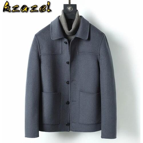 Azazel 2020 Wool Coat Men Autumn Winter Woolen Coat Down Jacket Korean Overcoat Coats Men Abrigo Hombre MC19D054 KJ4290