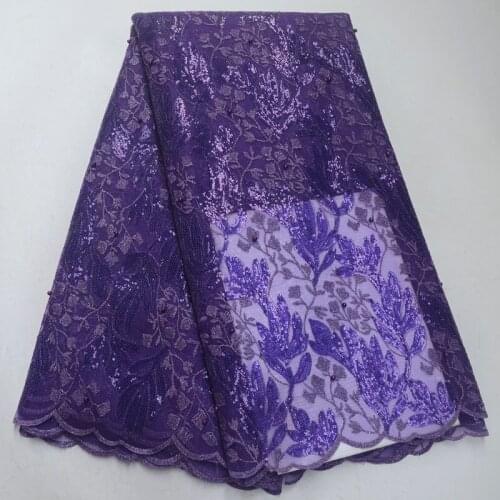 2021 Latest African Mesh Lace Fabric French Mesh Tulle Lace Fabric With Sequins Nigerian Lace Fabric For Wedding Dress AT474-8