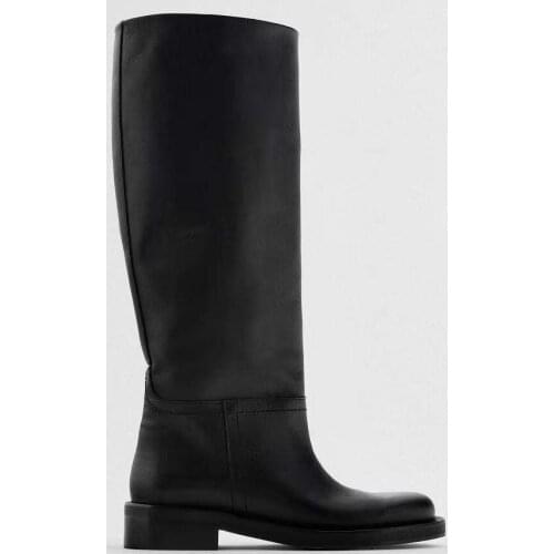 ZA new fashion dedign street thick-soled high tube knee leather boots long womens boots martin knight boots for autumn winter