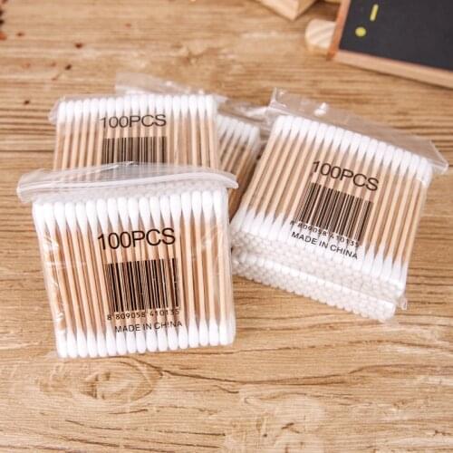 100pcs Disposable Cotton Swab Double Head Women Cosmetic Makeup Cotton Swab Buds Health Medical Cure Nose Ears Cleaning Tool