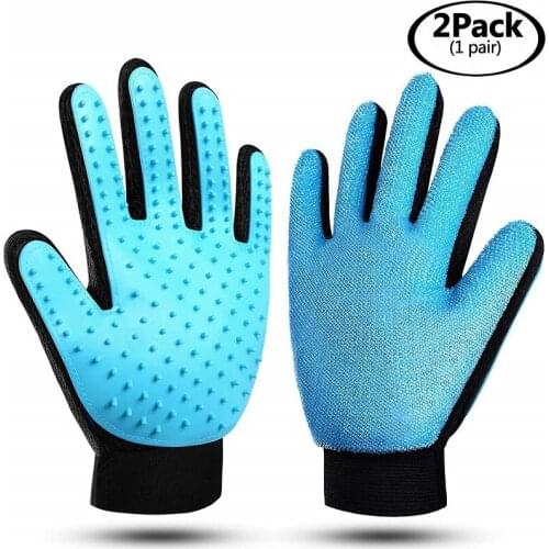 Pet gloves Silica gel double-sided hair removal clean massage pet products dog gloves dog grooming deshedding brush