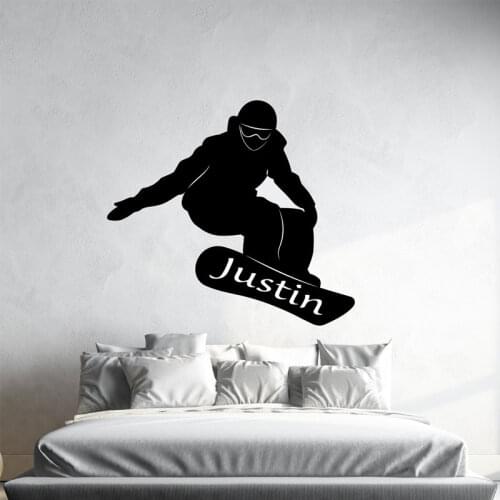 Personalized Name Sports Snowboard Wall Sticker Vinyl Art Home Decoration Boy Teen Room Snowboarder Wall Decal Custom Name 4648