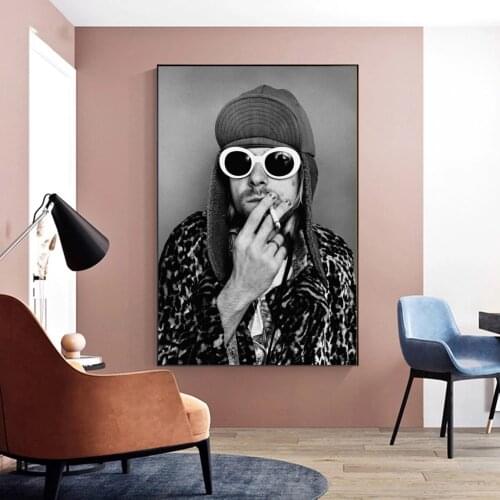 Kurt Cobain Poster Hip Hop Rapper Pop Music Star Album Canvas Print Art Wall Painting Home Decoration Gift