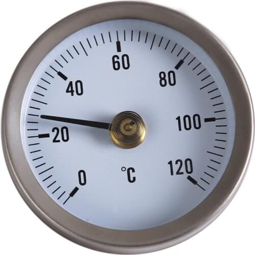 Stainless Steel Surface Pipe Spring Clip-on Thermometer Temperature Gauge 63mm 0/120 Degree Thermal Pas PTSP