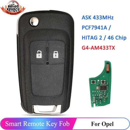 KEYECU G4-AM433TX 433MHz PCF7941A ID46 for Opel Vauxhall Meriva B Corsa D 2007 2008 2009 2010 2011 2012 2013 2014 Remote Key Fob