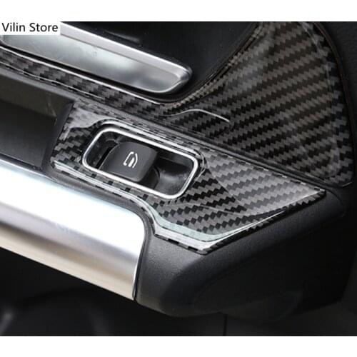 Carbon Fiber Car Window Glass Lifting Switch Frame Decoration For Mercedes Benz B Class W247 GLB 2020 Automotive Interior Strip