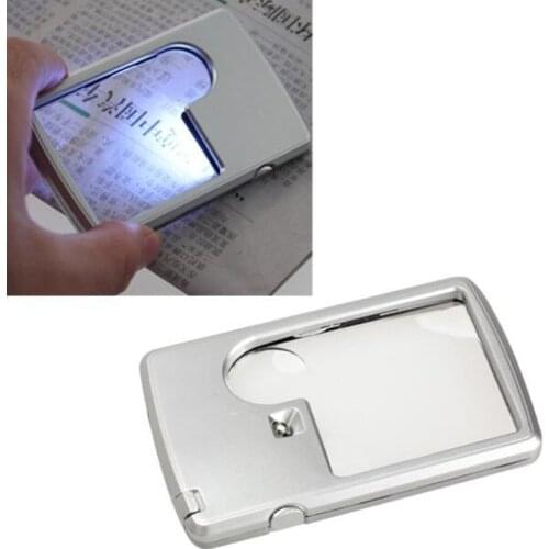 LED card type loupe magnifier led handheld square acrylic lens reading watch repair loupe Optical Instruments