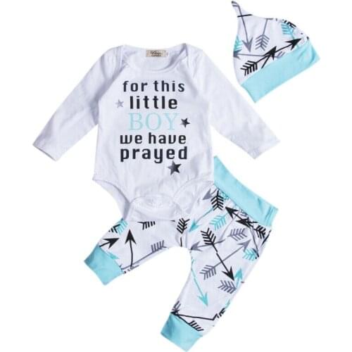 Newborn Baby Boys Letter Long Sleeve Tops T-shirt Bodysuit+Printed Arrows Pants Leggings 2pcs Autumn Outfit Clothes Set 0-24M