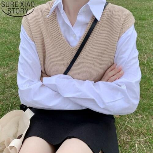 Preppy Style Sleeveless Sweater Women V Neck Knitted Vest Spring Autumn Knitted Vest Winter Clothes Women Tops Sweater 10974