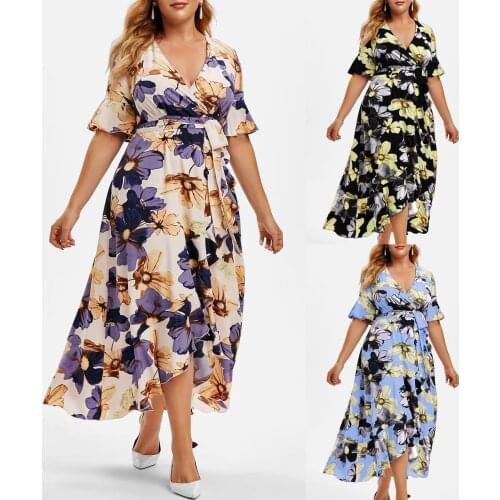 Womens large casual Bohemian print irregular dress 2021 summer comfort womens wear SAGACE платье летнее платье рубашка женская