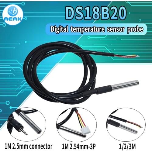 1PCS DS1820 Stainless steel package Waterproof DS18b20 temperature probe temperature sensor 18B20 For Arduino
