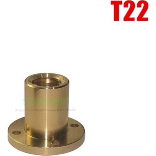 1pcs T22 Screw Lead brass nut TR22 flange T-type trapezoidal Nut Pitch 5mm Lead 5mm