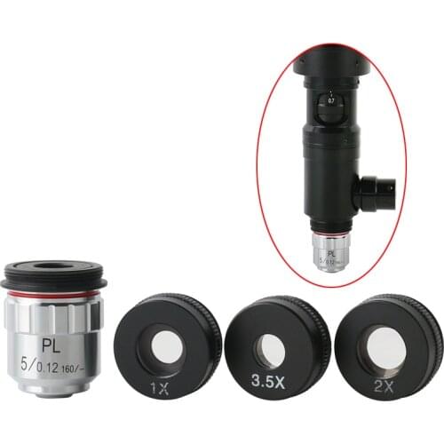 C Mount Coaxial Light Monocular 1000X 800X 400X Zoom Lens 5X Barlow Auxiliary Objective Lens For HDMI Video Microscope Camera