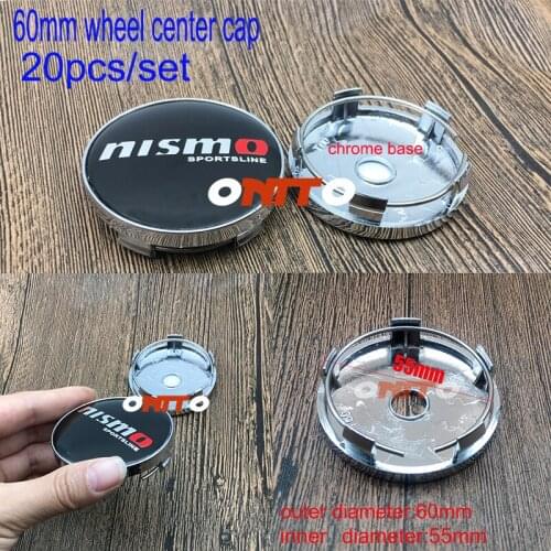 20pcs/set Hot Sale 60mm 2.36inch Car Wheel Center Cap Hubcap Cover Nismo logo Car Styling for Tiida Teana Skyline Juke X-trail